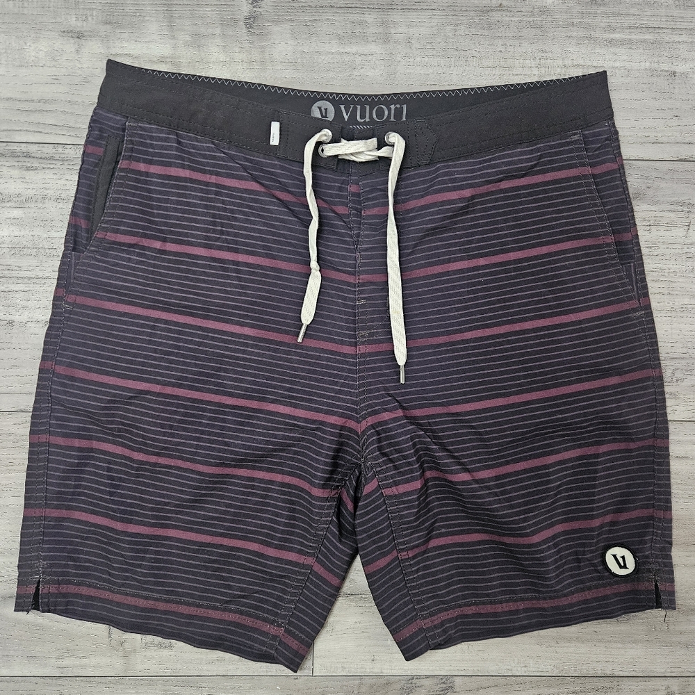 Vuori Men's Striped Board Shorts size 32 Black and Purple